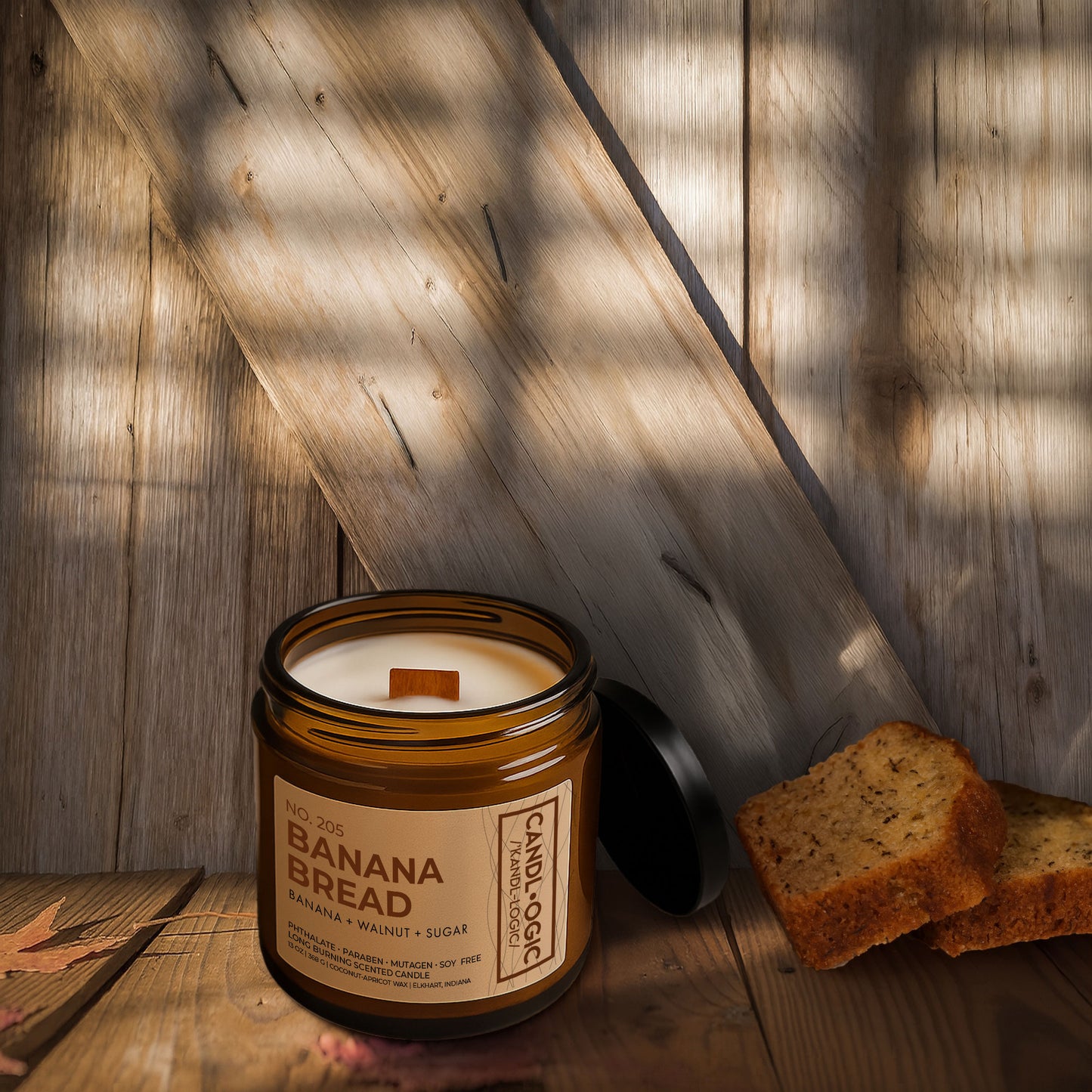 Banana-Walnut-Sugar Home Fragrance No. 205 Banana Bread Scented Wood Wick Candle