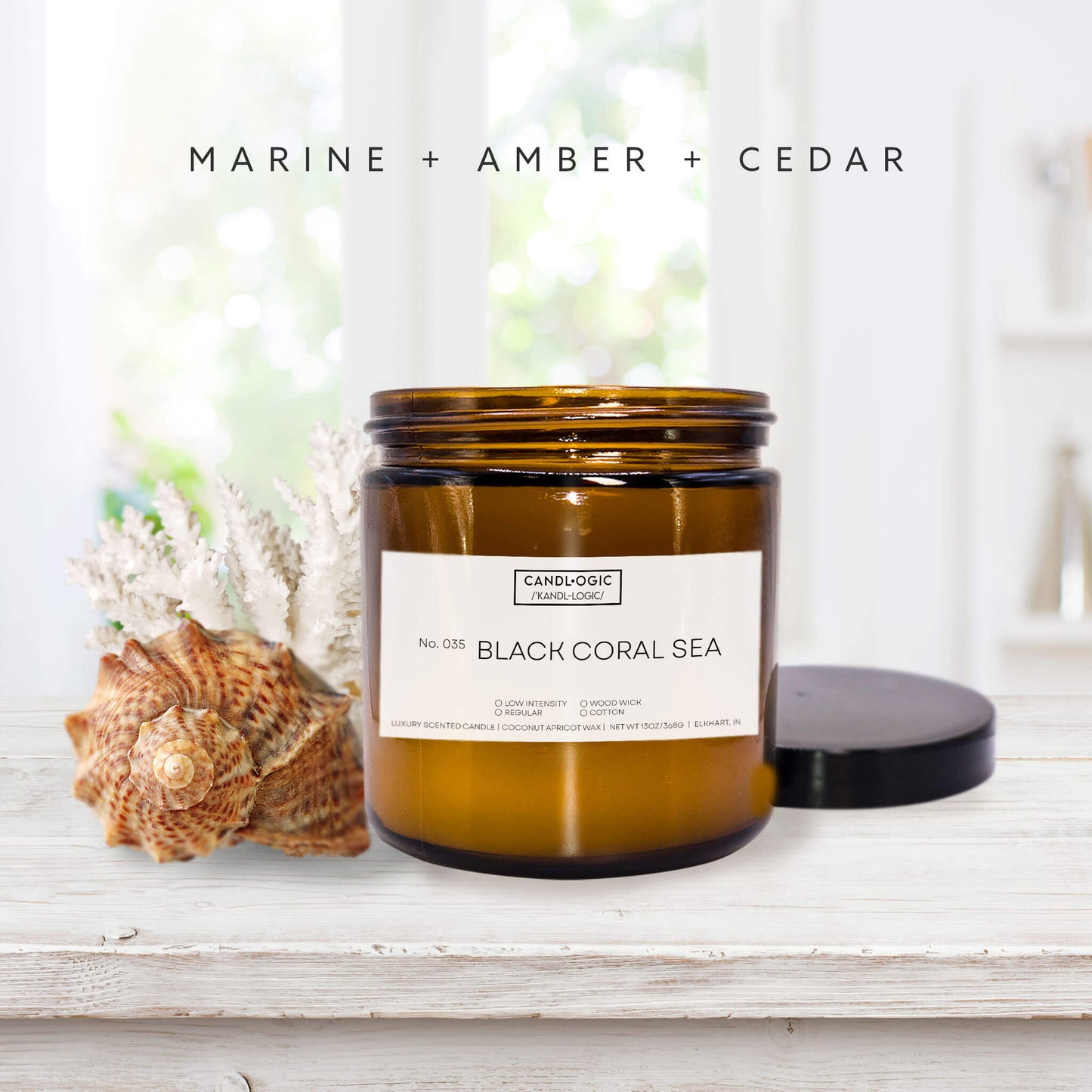 No. 035 Black Coral Sea candle - Marine, Amber & Cedar