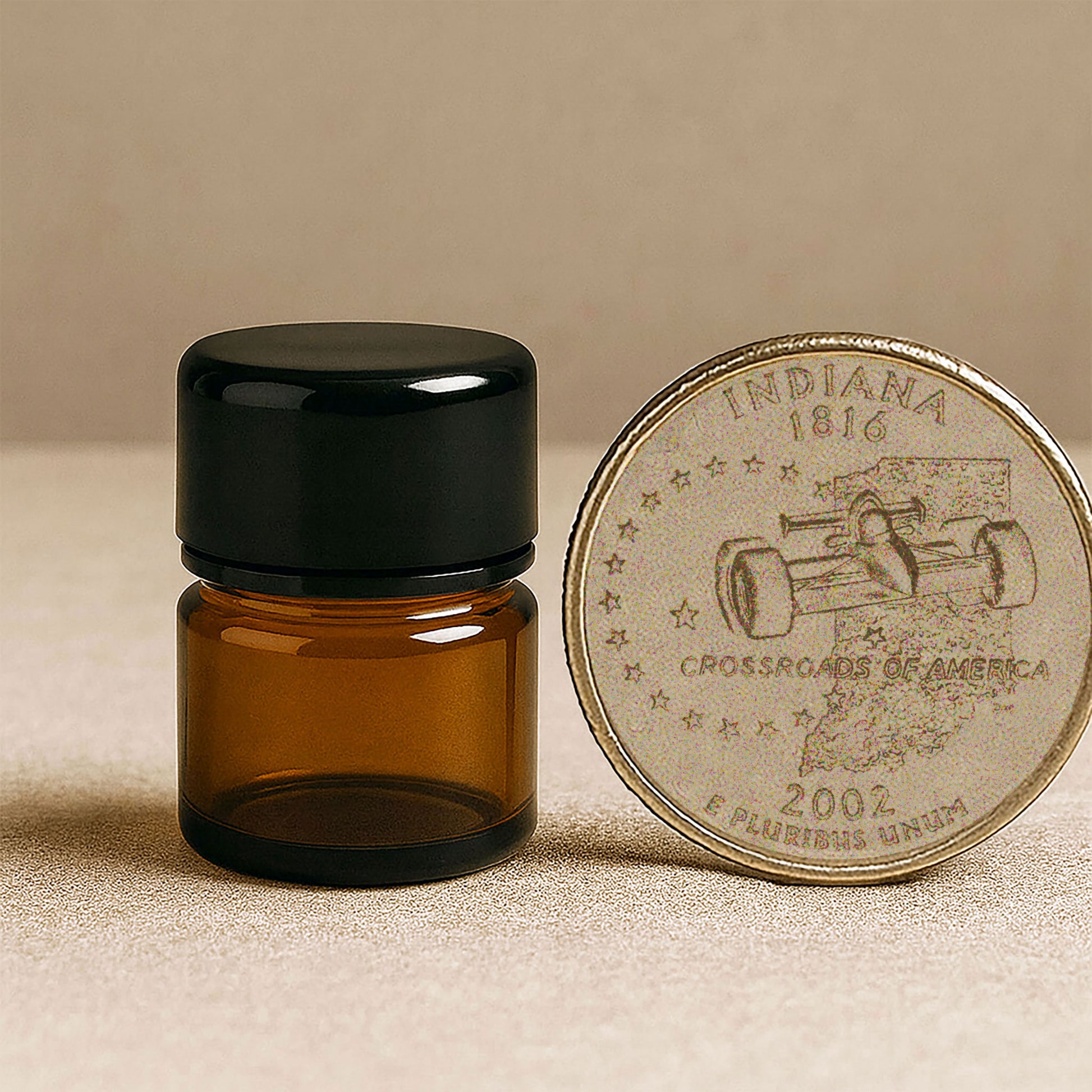 Home Fragrance Sample Pack Scent•logic Sniffers Size Comparison with a Quarter Coin