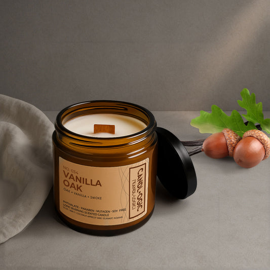 Oak-Vanilla-Smoke Home Fragrance No. 034 Vanilla Oak Scented Wood Wick Candle