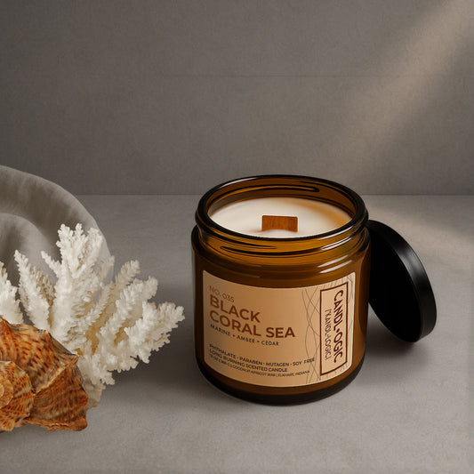 Marine-Amber-Cedar Home Fragrance No. 035 Black Coral Sea Scented Wood Wick Candle
