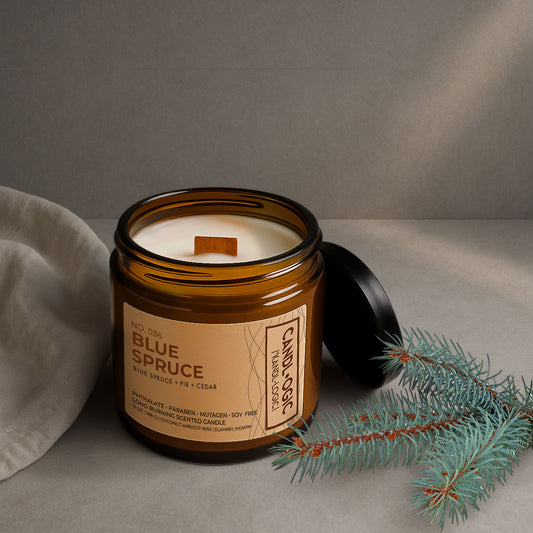 Blue Spruce-Fir-Cedar Home Fragrance No. 036 Blue Spruce Scented Wood Wick Candle