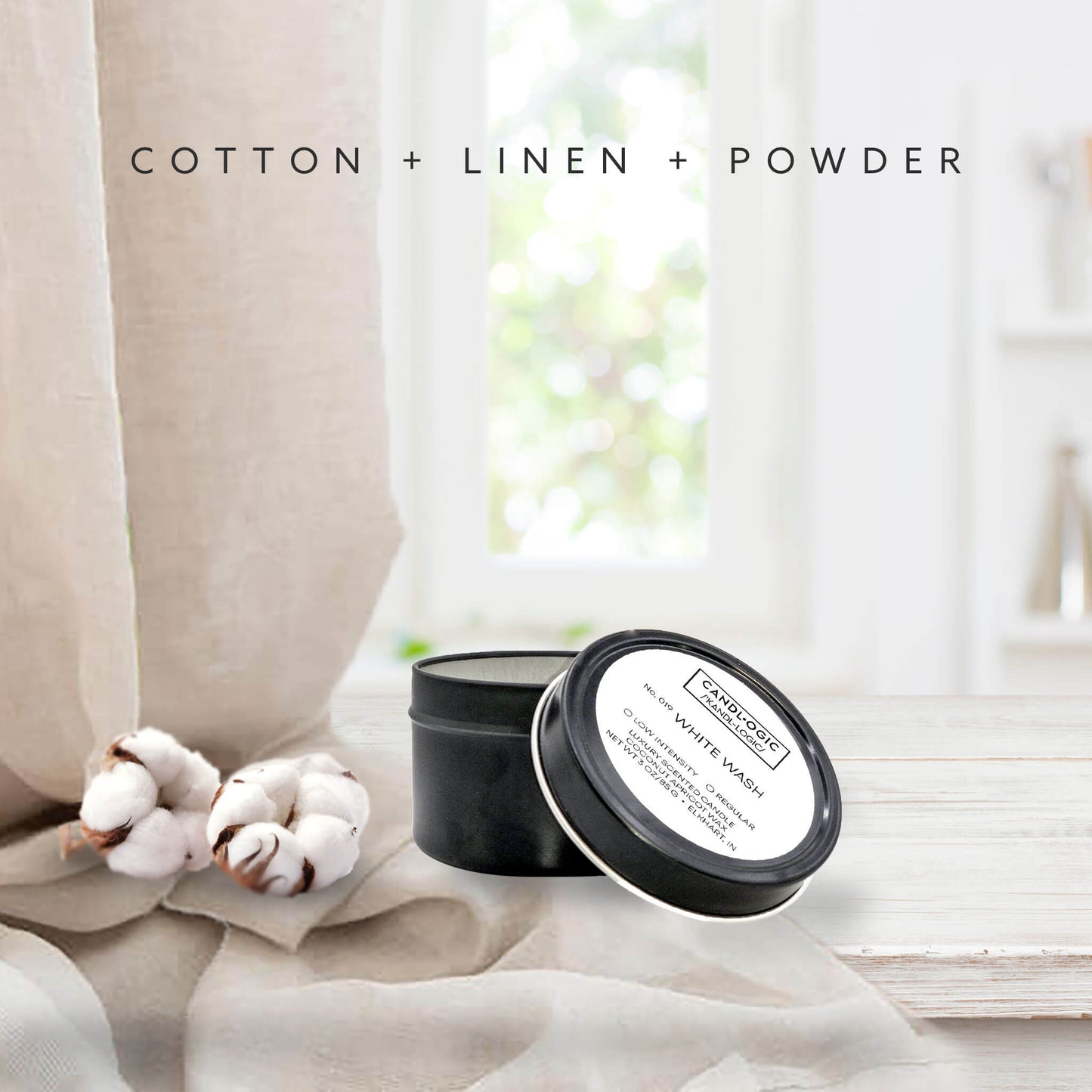 No. 019 White Wash candle - Cotton, Linen & Powder