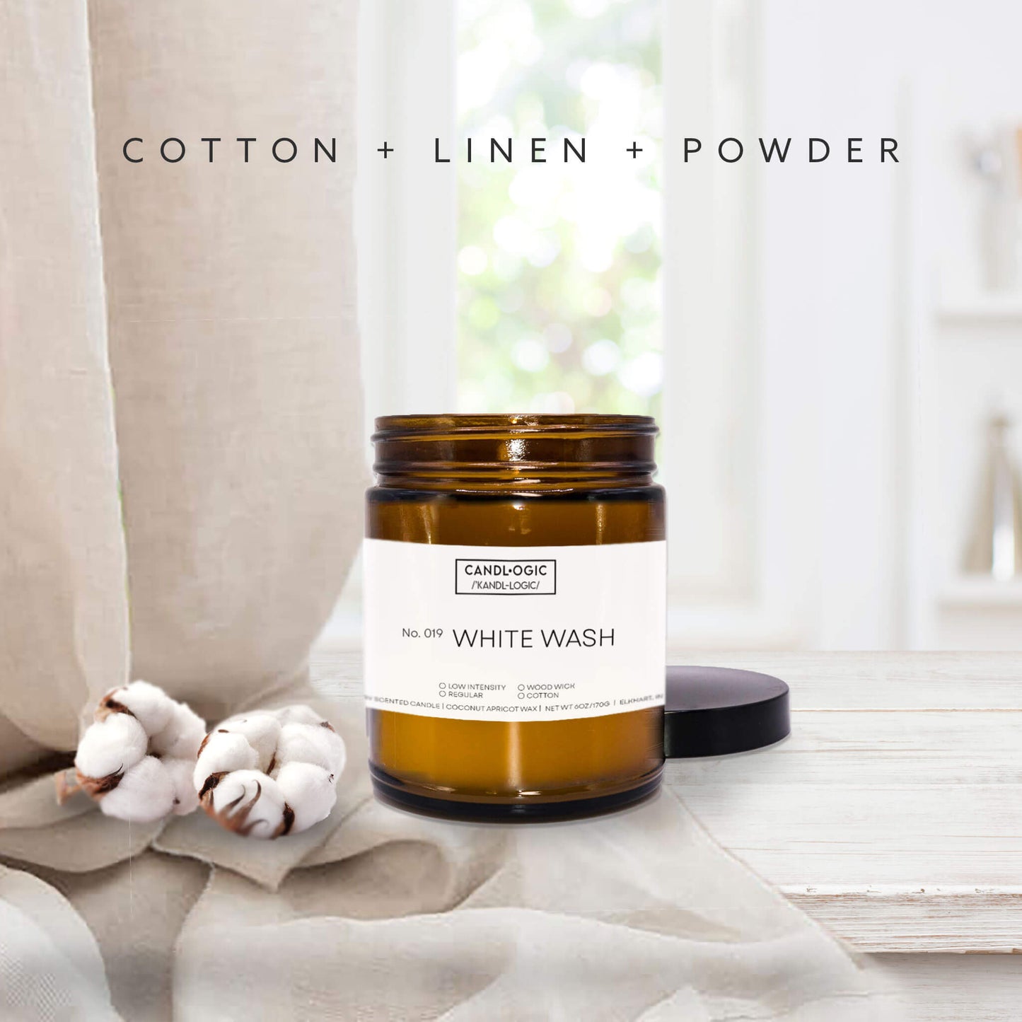No. 019 White Wash candle - Cotton, Linen & Powder