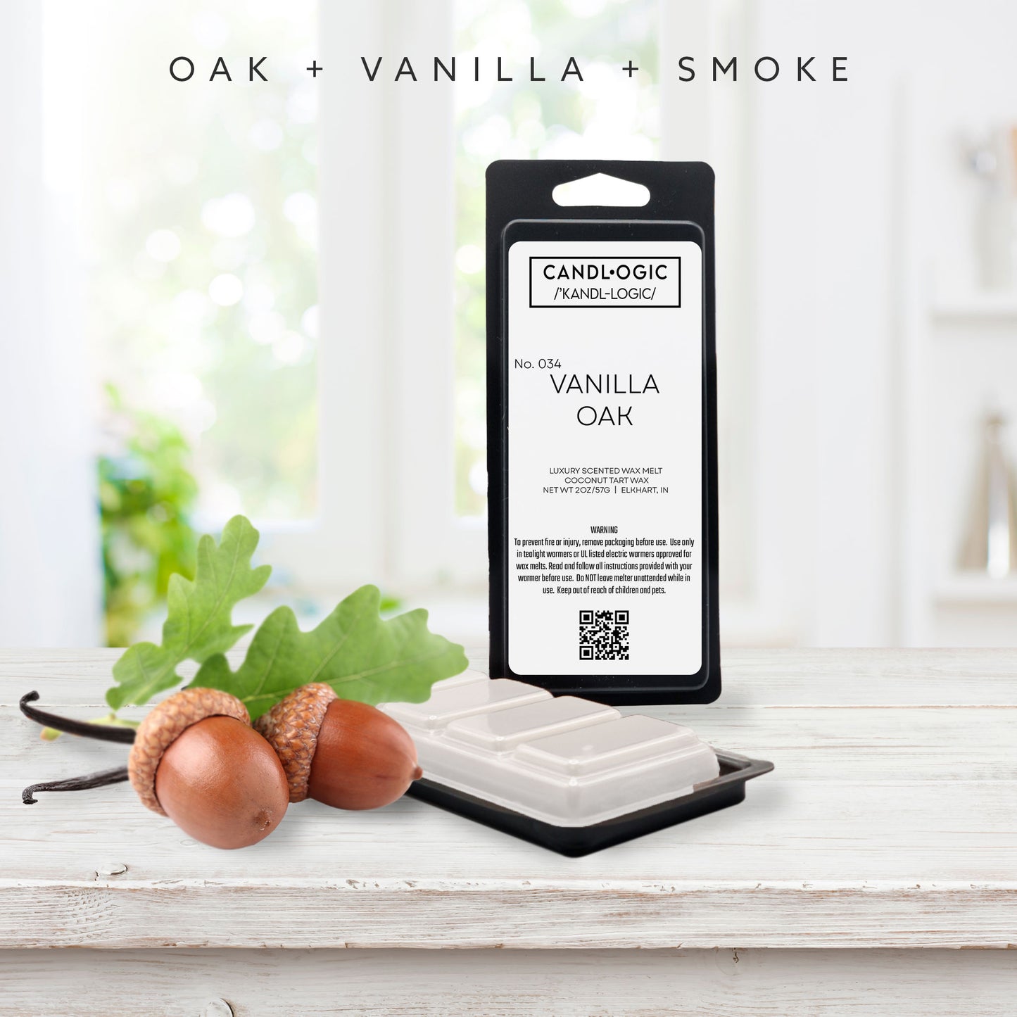 No. 034 Vanilla Oak wax melt - Oak, Vanilla & Smoke
